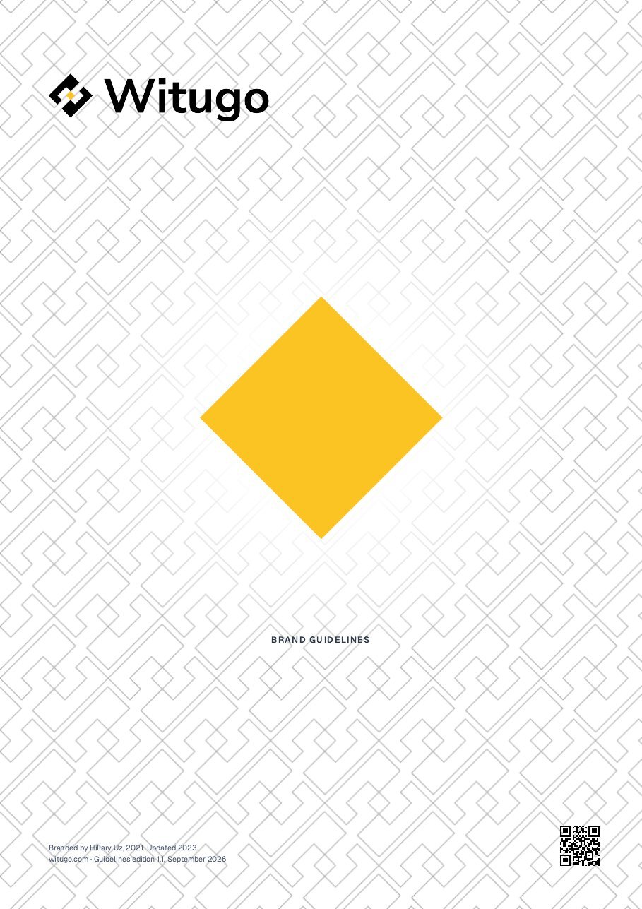 Cover of the Witugo brand guidelines: one gold diamond on the pattern