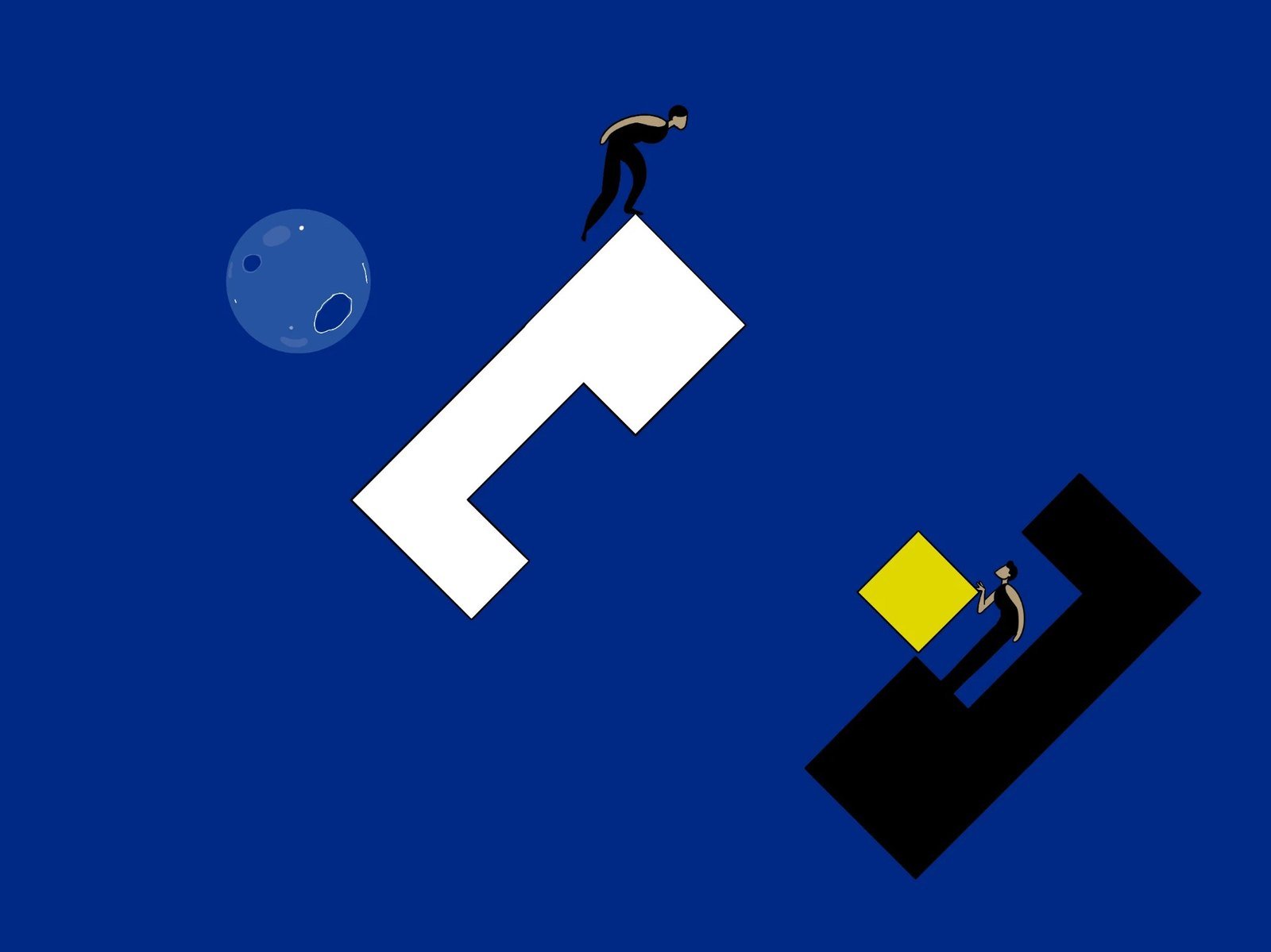 Witugo illustration of the icon being built, in ink outline and flat colour