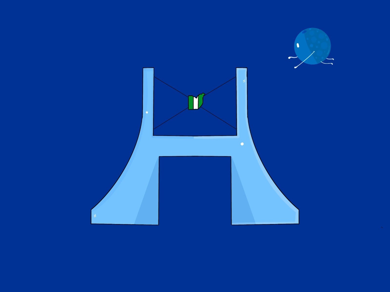 Witugo illustration of a landmark in ink outline and flat colour